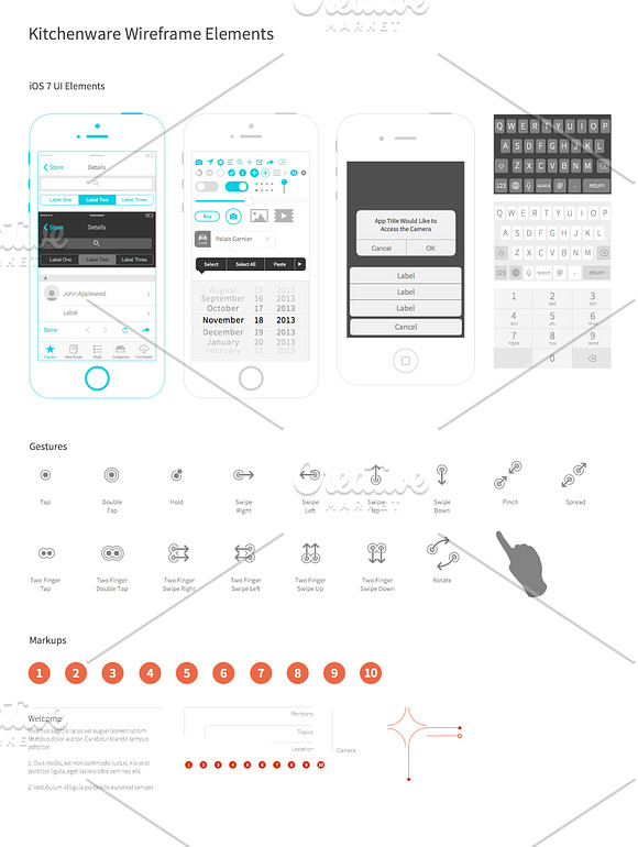 Kitchenware Pro - iOS Wireframe Kit in Wireframe Kits - product preview 1