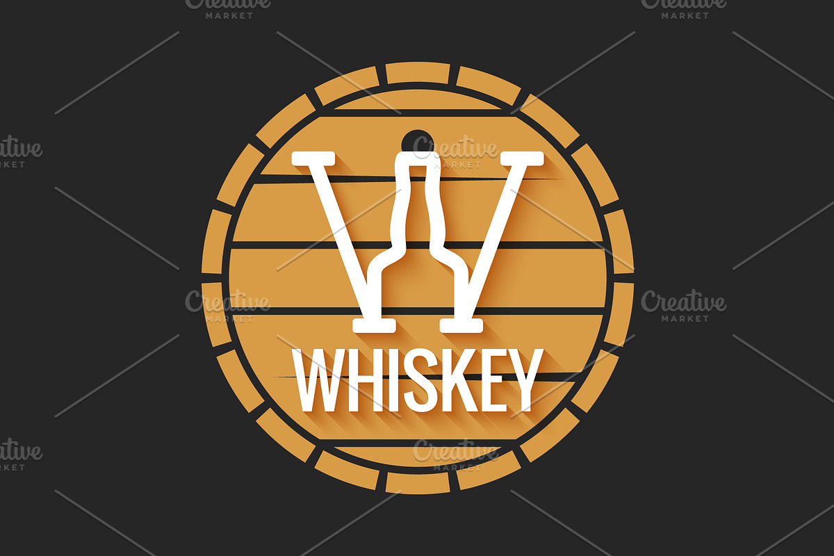 Whiskey barrel logo design on black in Objects - product preview 8