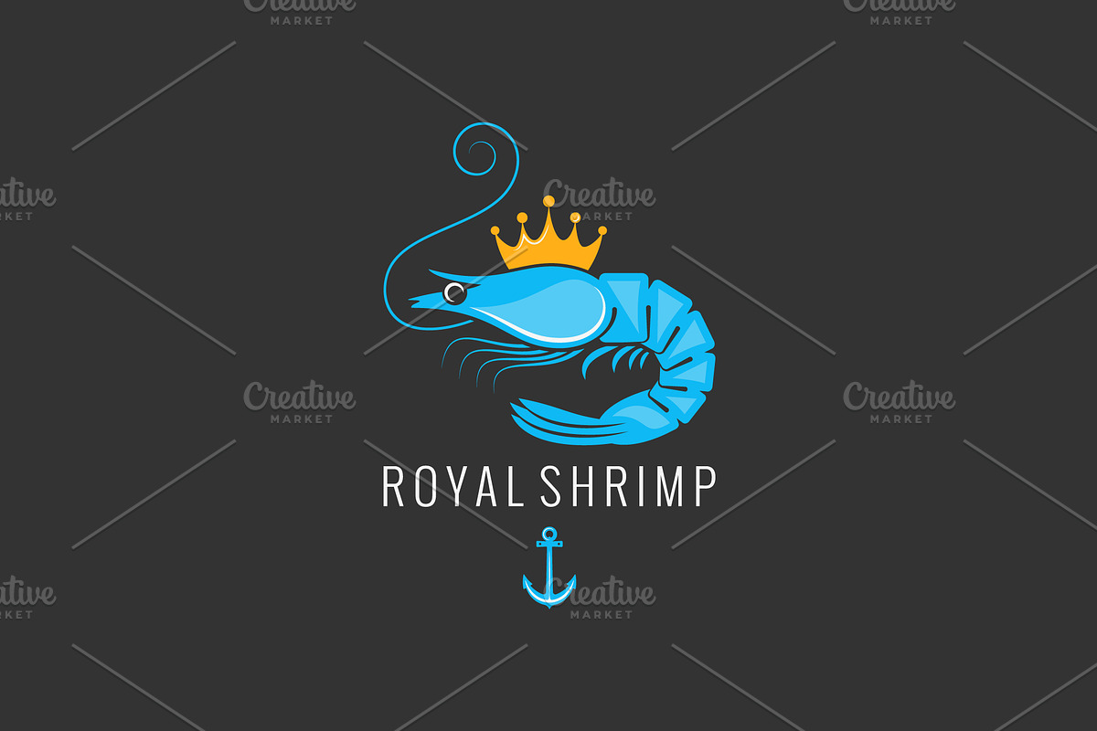 Shrimp logo on black background in Objects - product preview 8