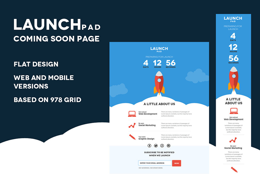 Launch Pad-Coming Soon PSD Template in Landing Page Templates - product preview 8