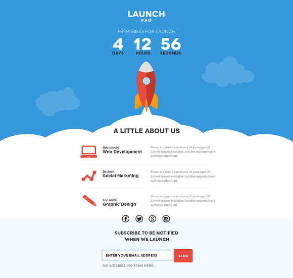 Launch Pad-Coming Soon PSD Template in Landing Page Templates - product preview 1