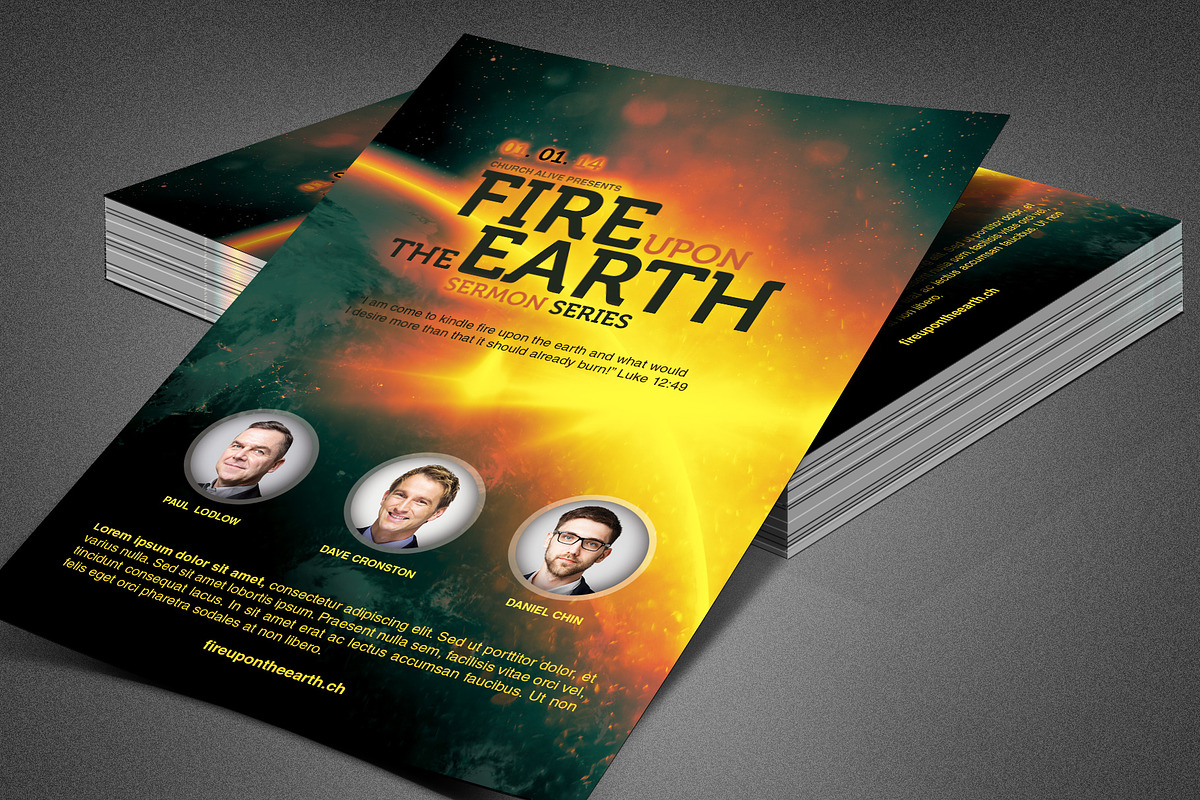 Fire Upon the Earth Church Flyer in Invitation Templates - product preview 8