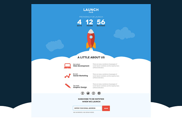 Launch Pad-Coming Soon PSD Template in Landing Page Templates - product preview 3