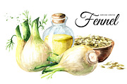 Fennel. Watercolor collection