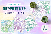 Succulents seamless patterns set