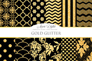Black and Gold Glitter Digital Paper