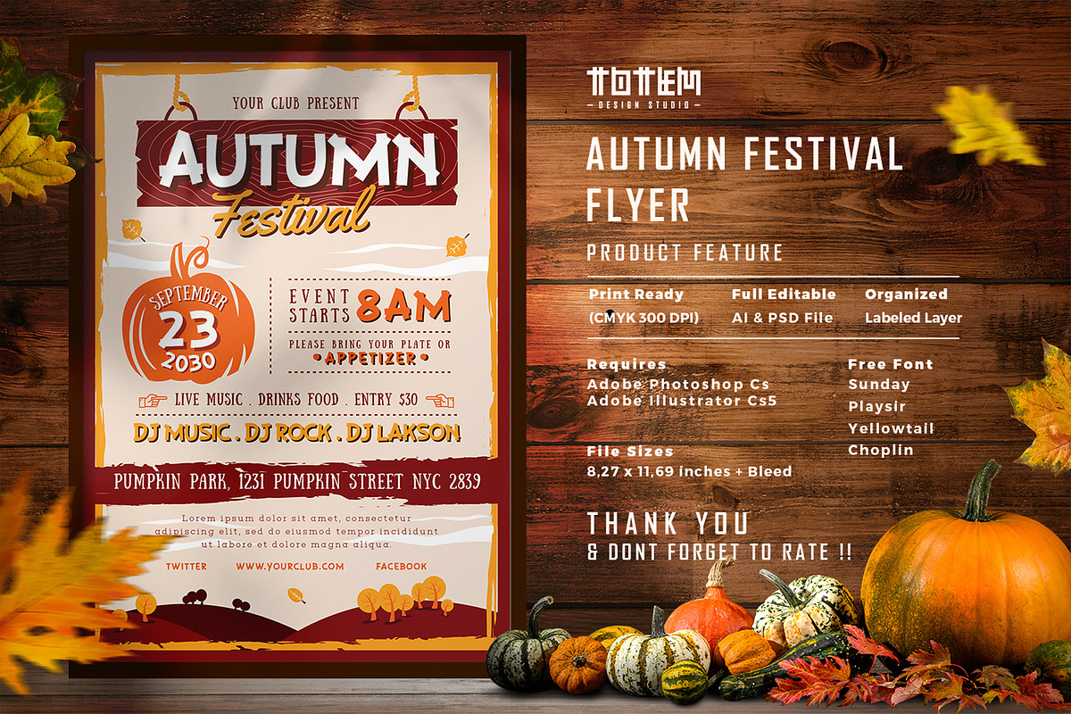 AUTUMN FESTIVAL FLYER 1 in Invitation Templates - product preview 8