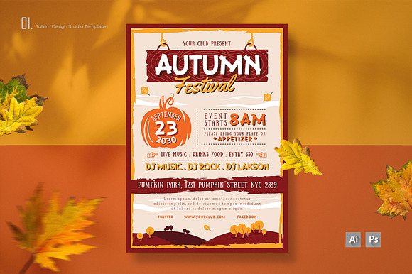 AUTUMN FESTIVAL FLYER 1 in Invitation Templates - product preview 1