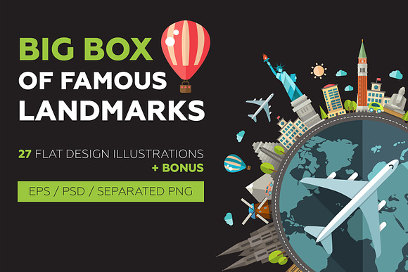Famous Landmarks Big Box + Postcard in Web Elements - product preview 9