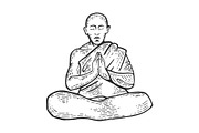 Buddhist monk meditating vector