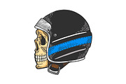 Skull in motorcycle helmet color