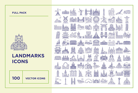 Landmarks Icons Set in Icons - product preview 4