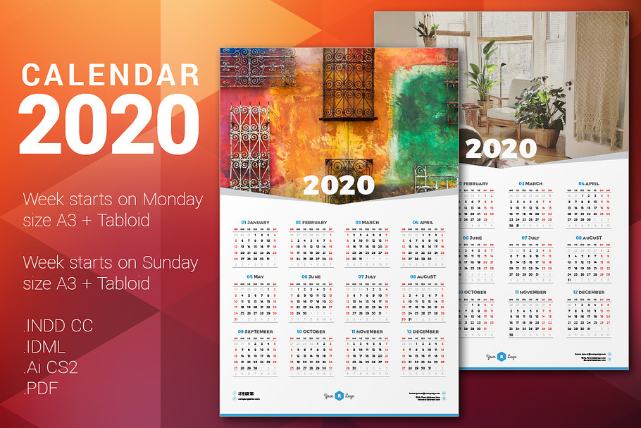 Calendar Poster 2020 in Stationery Templates - product preview 8