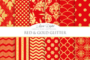 Red and Gold Glitter Papers