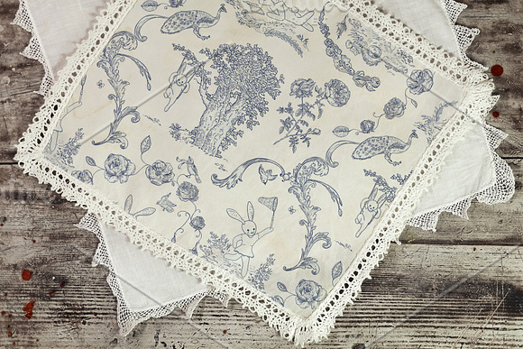 Toile de jouy - Bunnies on picnic in Patterns - product preview 2