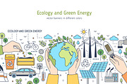 Ecology and green energy banners