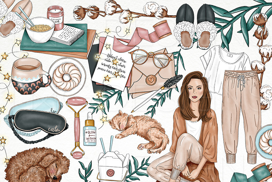 Cozy Chill Fashion Clip Art Bundle in Illustrations - product preview 8