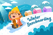 Winter Snowboarding - Illustration