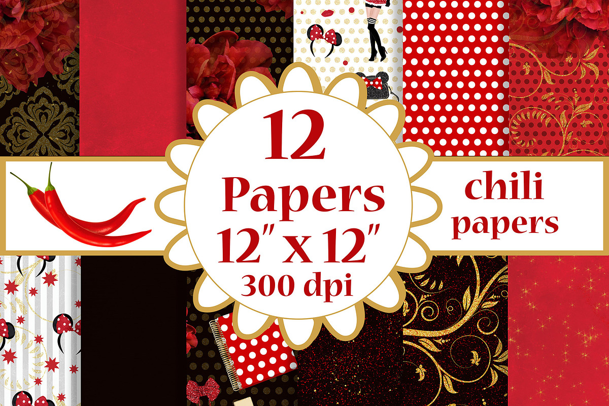 Red Paprer Pack, Floral background in Textures - product preview 8