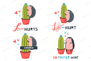 Hedgehog and Cactus Couple in Love