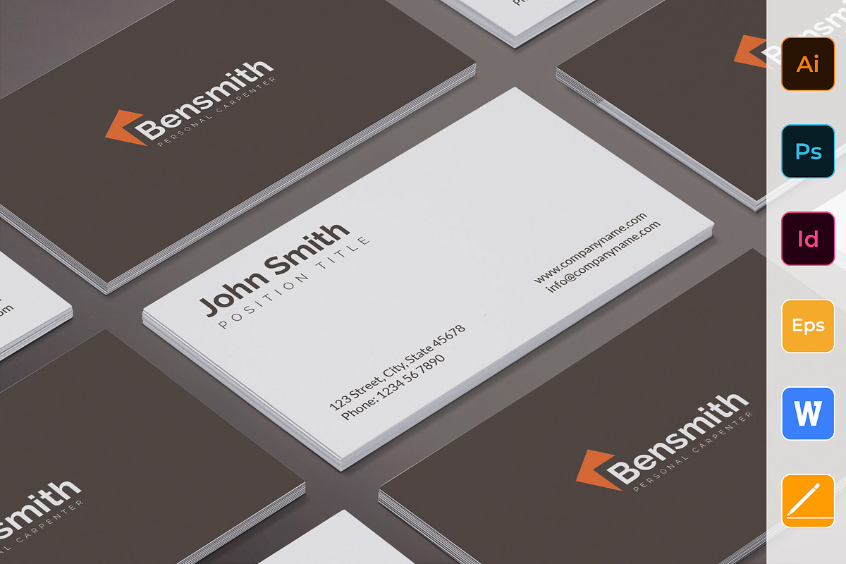 Carpenter Business Card in Business Card Templates - product preview 8