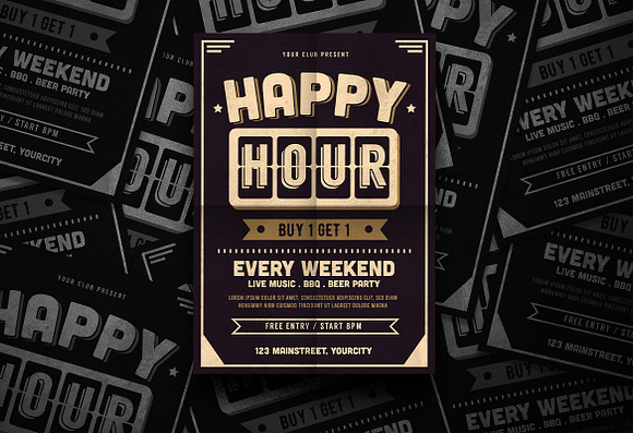 Happy Hour Flyer in Flyer Templates - product preview 2