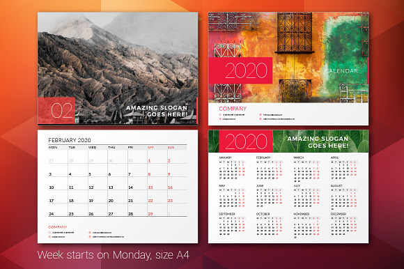 Wall Calendar 2020 in Stationery Templates - product preview 3