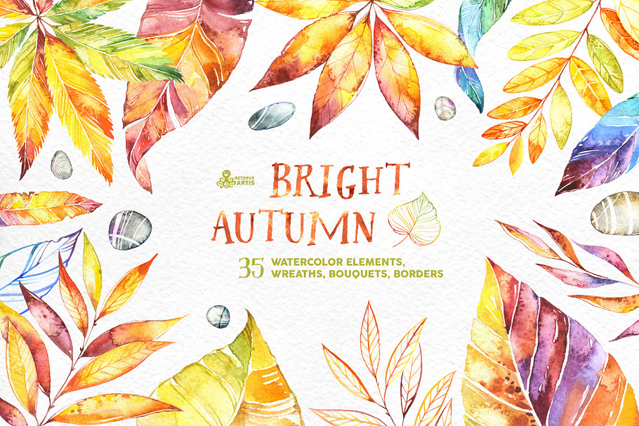 Bright Autumn. Watercolor collection
