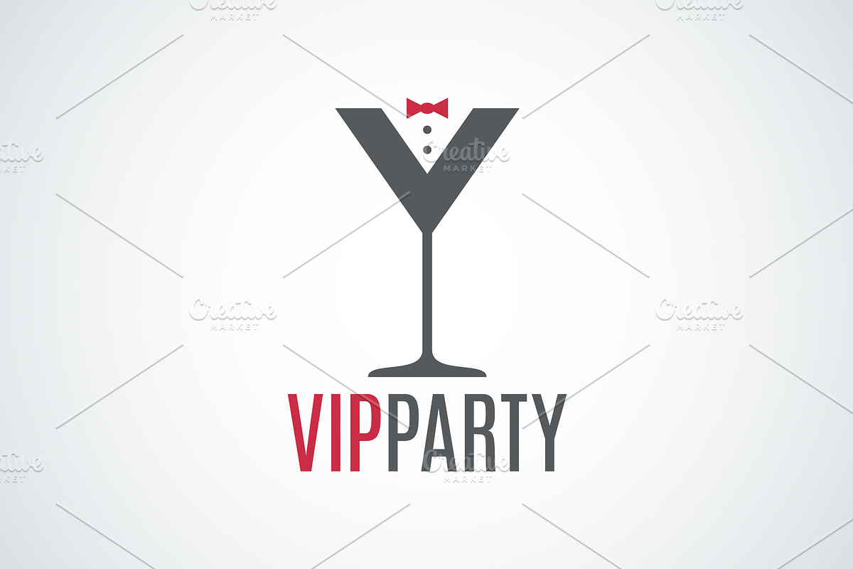 Cocktail party glass logo. Vip party in Objects - product preview 8