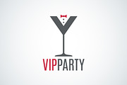 Cocktail party glass logo. Vip party