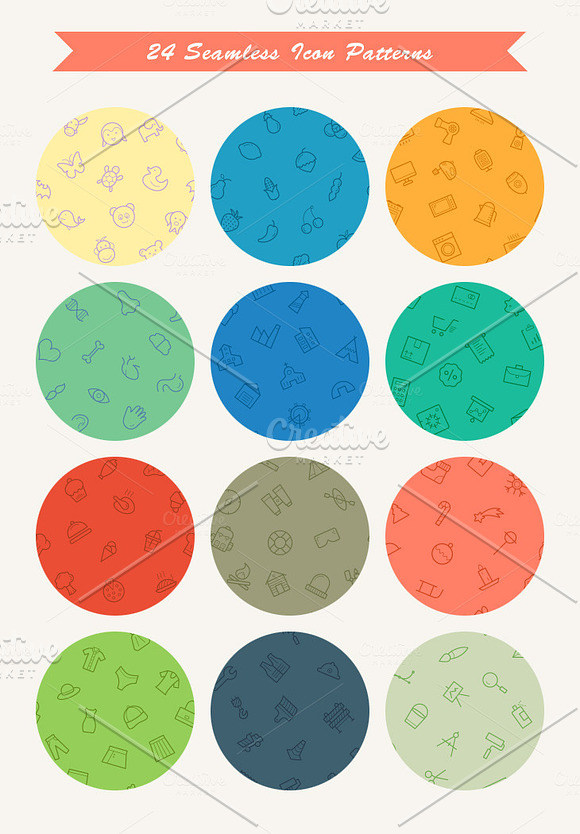 24 Seamless Vector Icon Patterns in Patterns - product preview 1