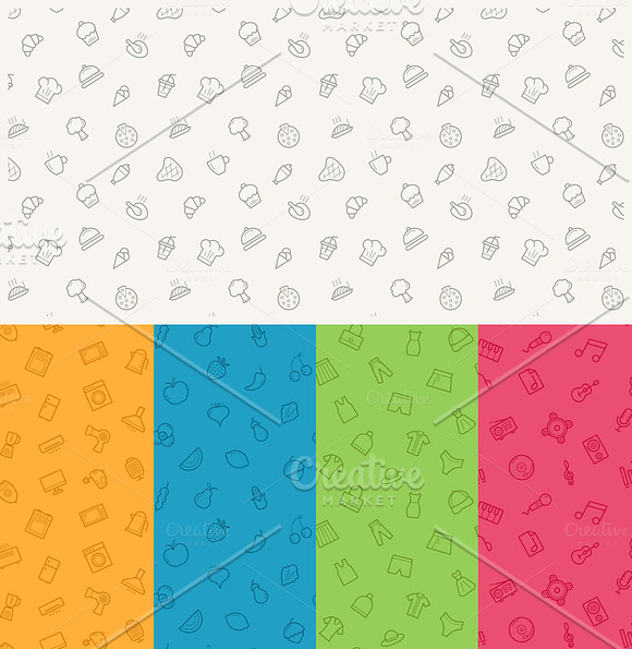 24 Seamless Vector Icon Patterns in Patterns - product preview 3