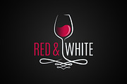 Wine glass logo. Red and white wine