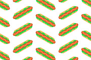 Seamless Pattern with Hot Dog