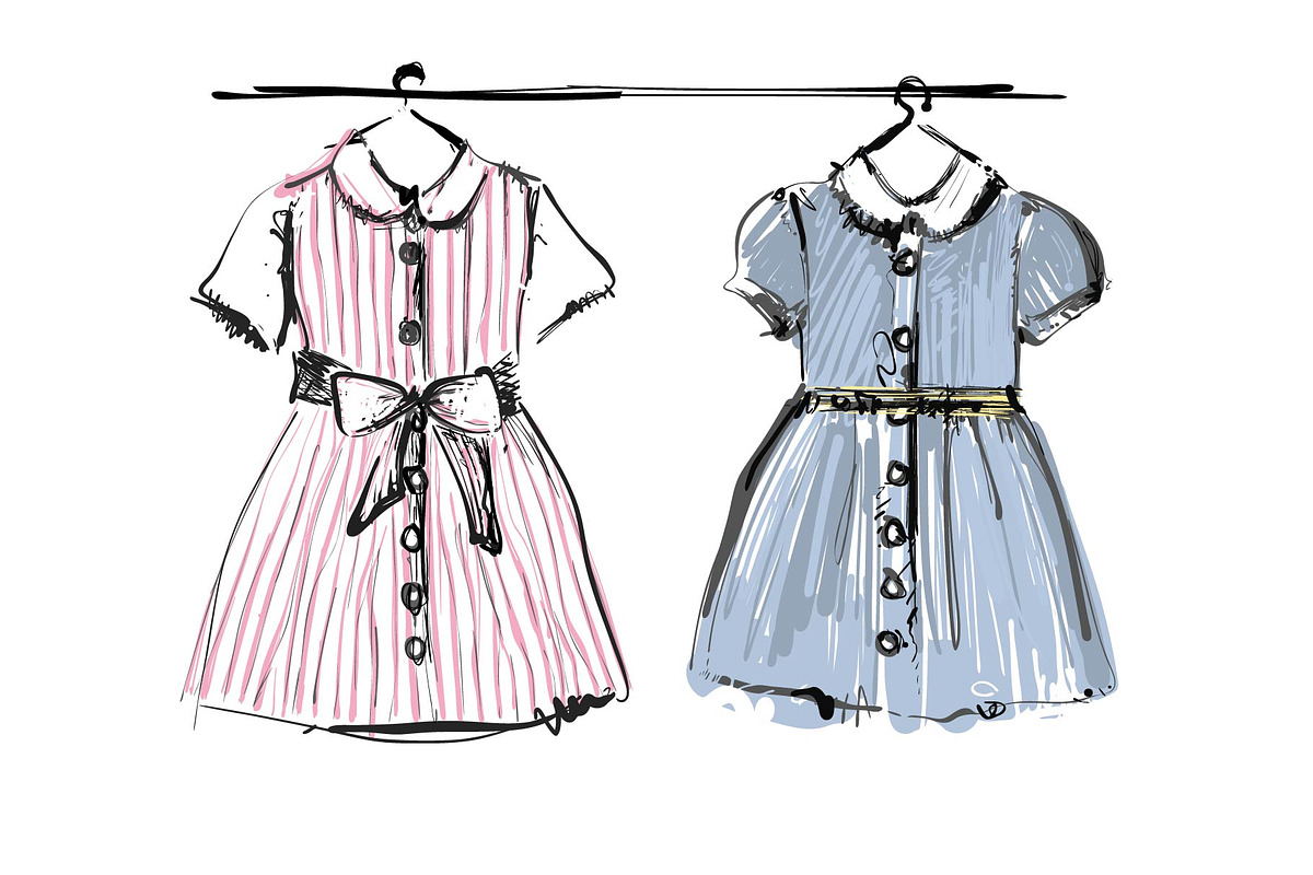 Baby dress on the hanger. Clothes in Illustrations - product preview 8