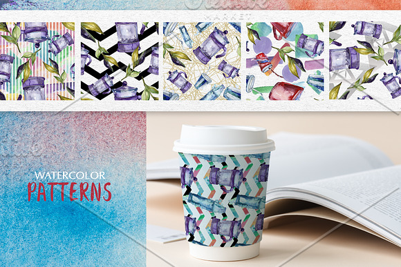 Watercolor Drinks. PNG set in Illustrations - product preview 3