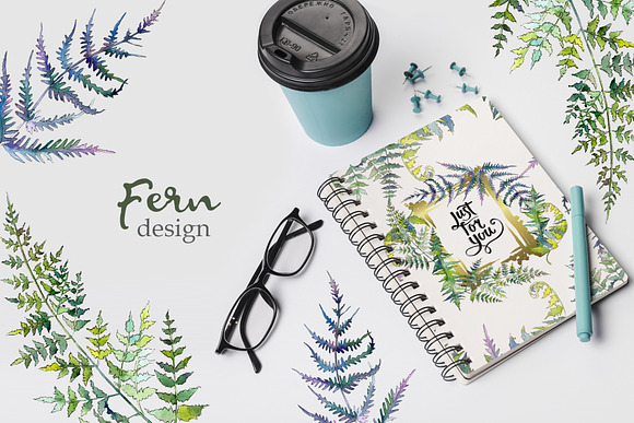 Fern Watercolor png in Illustrations - product preview 5