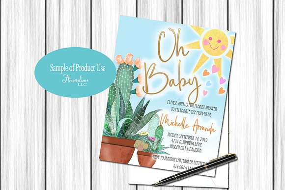 Watercolor Cactus Clipart Set in Illustrations - product preview 6