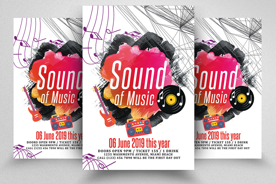 Music Sound Flyer Template in Flyer Templates - product preview 8