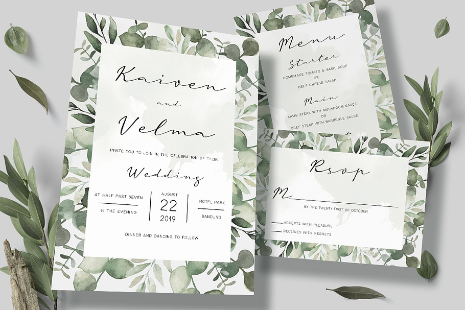 Foliage Wedding Invitation in Wedding Templates - product preview 8