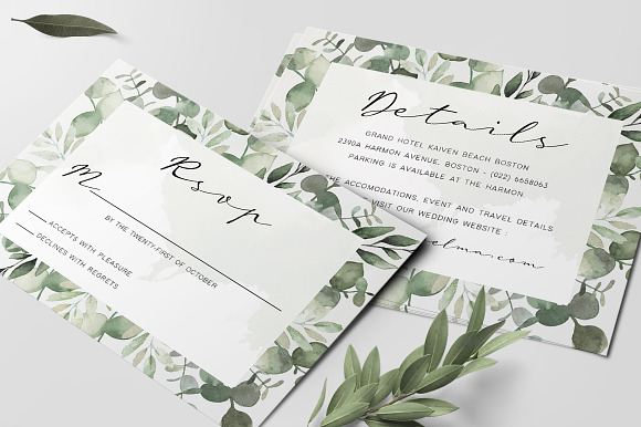 Foliage Wedding Invitation in Wedding Templates - product preview 4