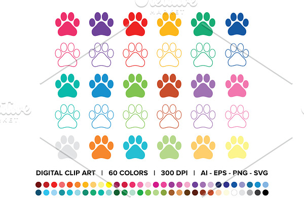 Dog Paw Graphic Set