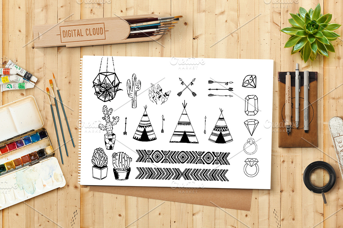 Tribal - Hand Drawn design elements in Illustrations - product preview 8