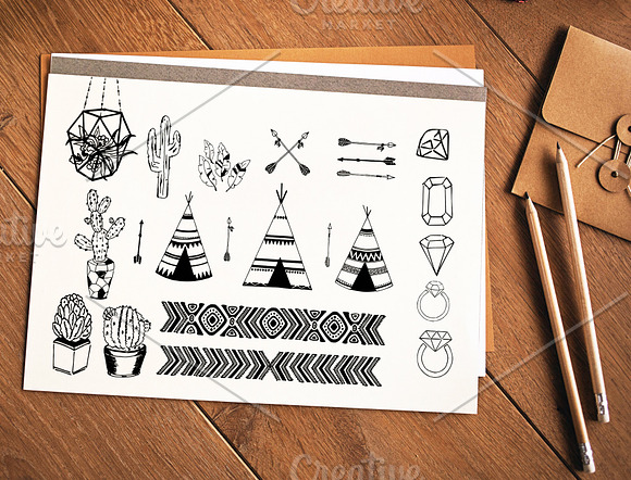 Tribal - Hand Drawn design elements in Illustrations - product preview 2