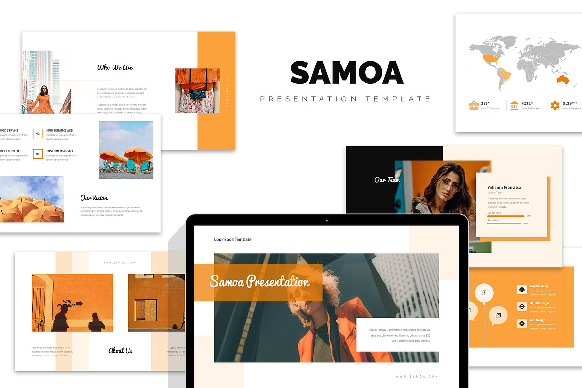Samoa : Orange Color Google Slides in Google Slides Templates - product preview 8