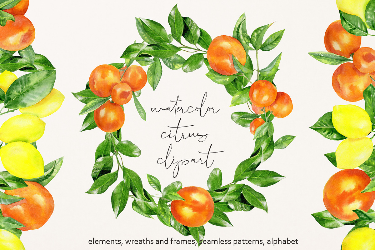 Watercolor citrus set in Illustrations - product preview 8
