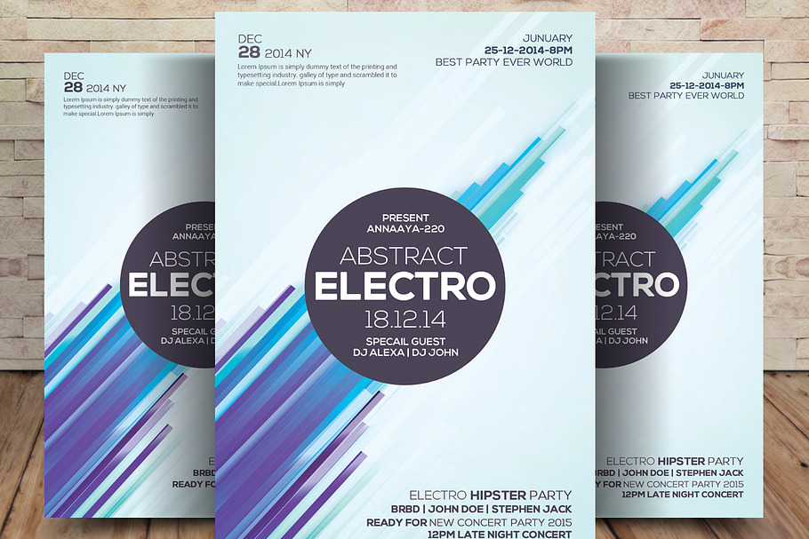 Electro Abstract Flyer Template in Flyer Templates - product preview 8