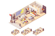 Vector isometric clothing store