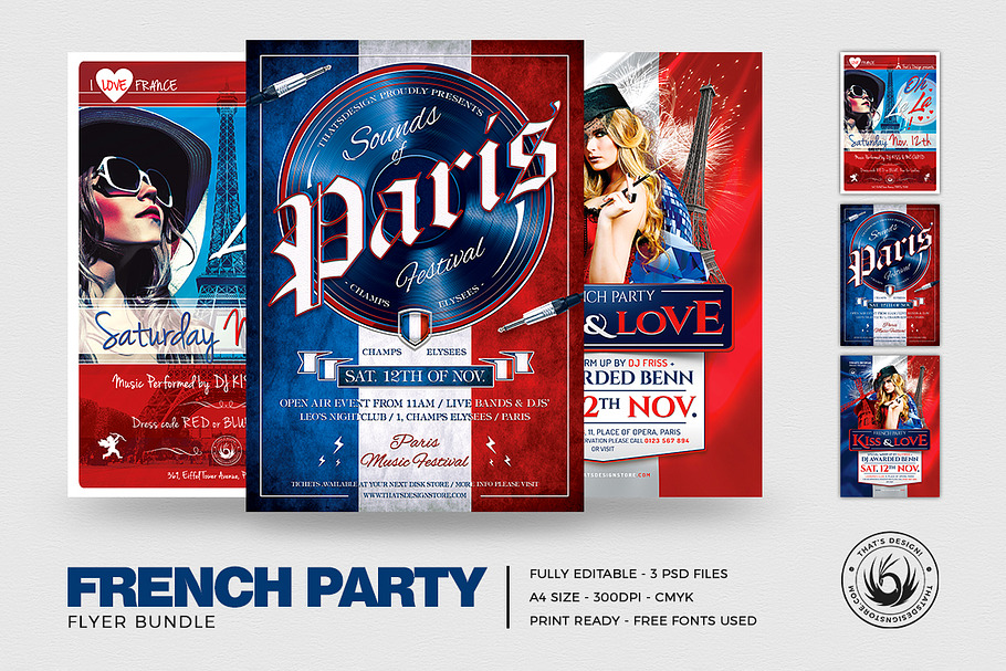 French Party Flyer Bundle