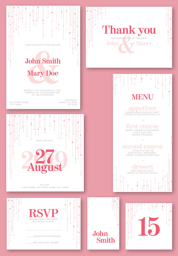 Simple pink wedding suite in Invitation Templates - product preview 1